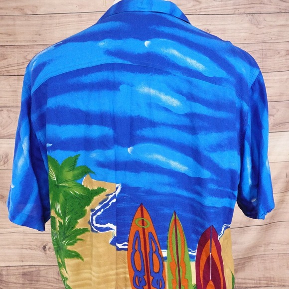 THUMBS UP FOR HIM SHORT SLEEVE 100% RAYON BEACH SURF BOARD HAWAIIAN SHIRT MENS M - Picture 4 of 6